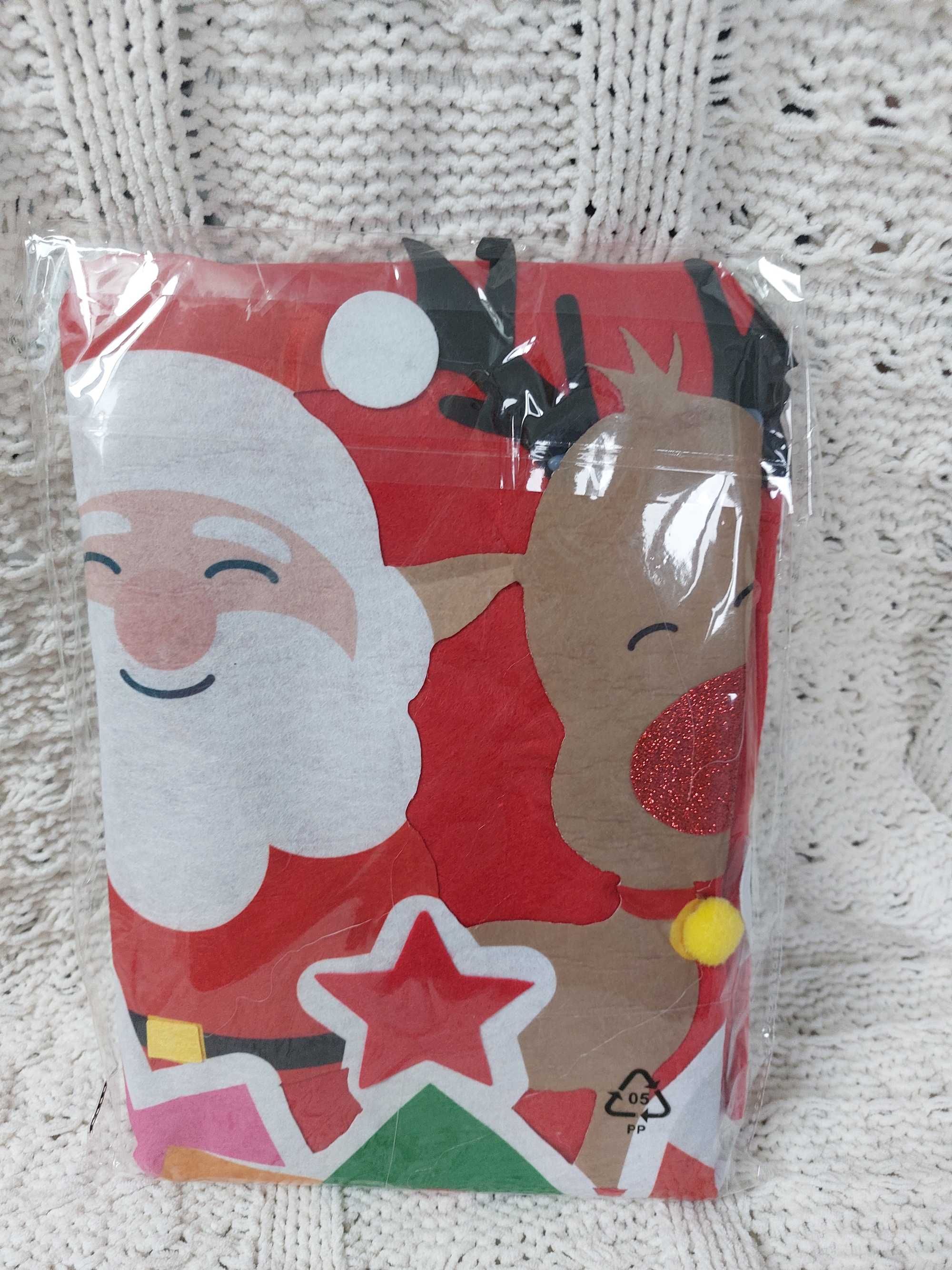 Duży Świąteczny worek na prezenty Mikołaj z reniferem 90x60 nowy