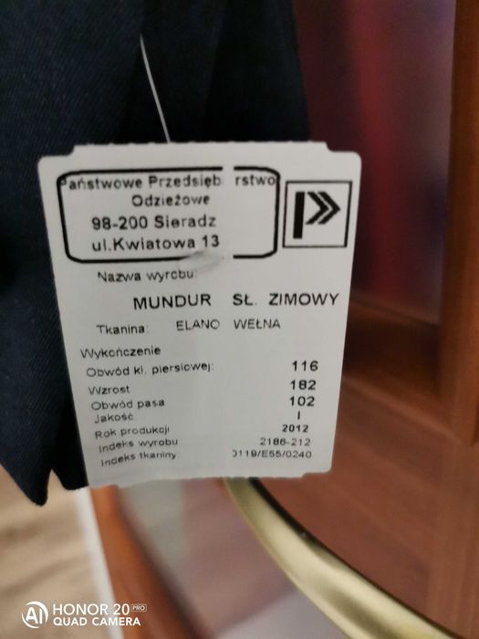 Mundur gabaryna zimowa SW 116/182/102