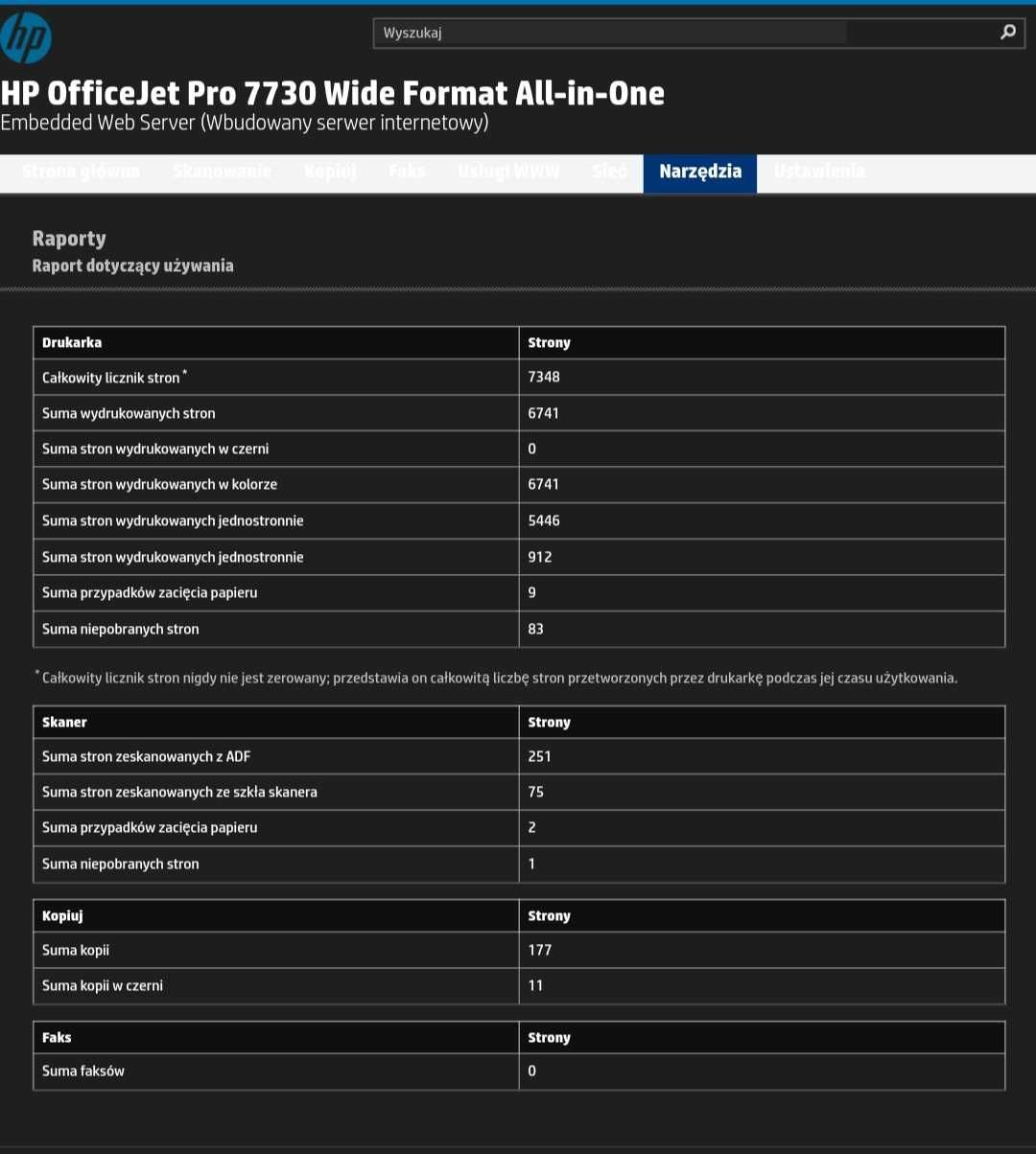 Drukarka HP OfficeJet Pro 7730 A3