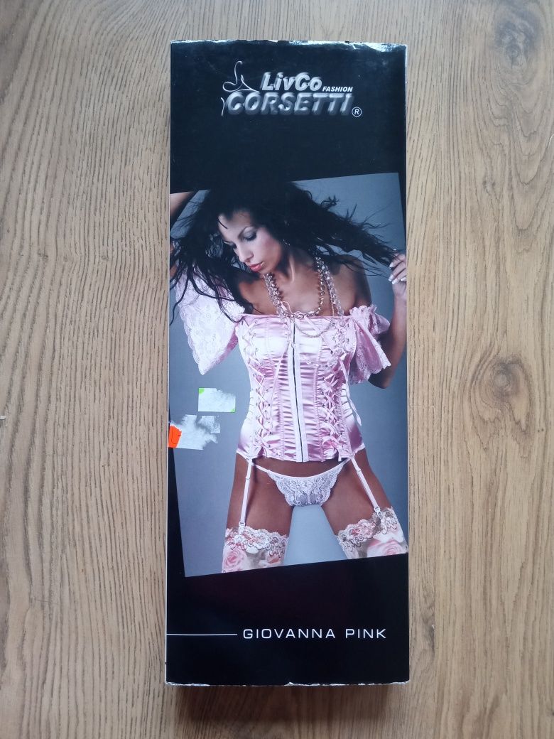 Gorset i stringi Giovanna Pink Rozmiar L Livia Corsetti