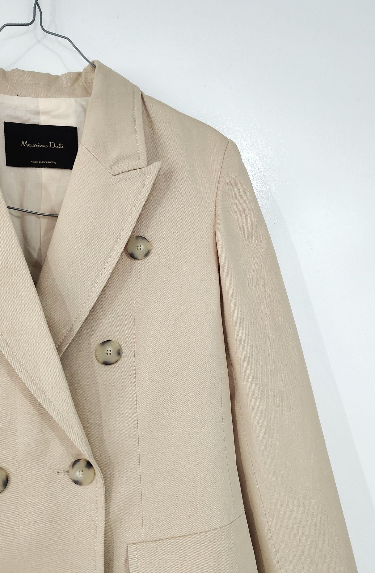 Marynarka Massimo dutti 34 XS beżowa kremowa bawełniana lniana