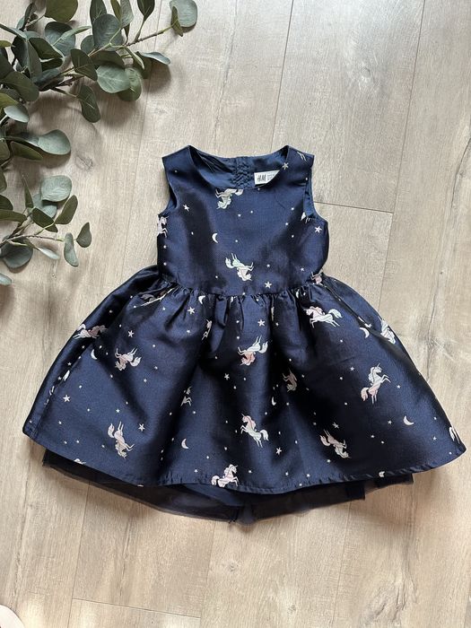Sukienka balowa wizytowa jednorożce H&M 98
