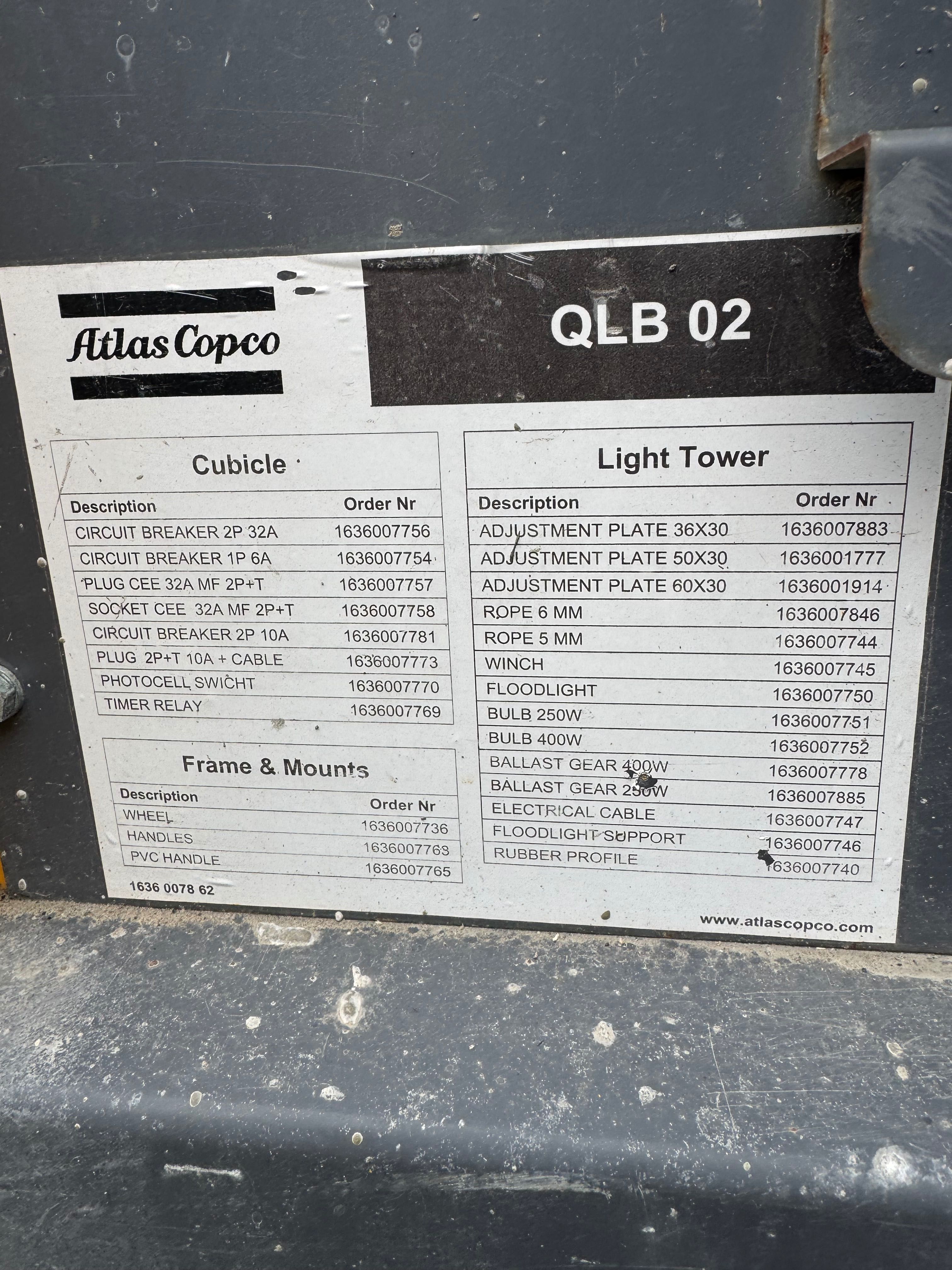 Maszt oświetlenia Atlas Copco QLB 02
