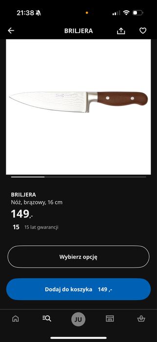 Nóż ikea briljera nowy