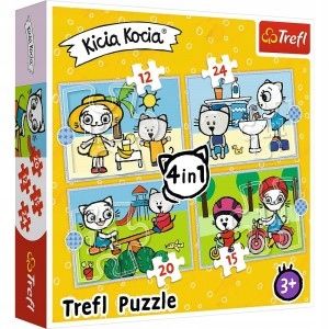 puzzle KOCIA KICIA zestaw 4w1 cztery różne OBRAZKI