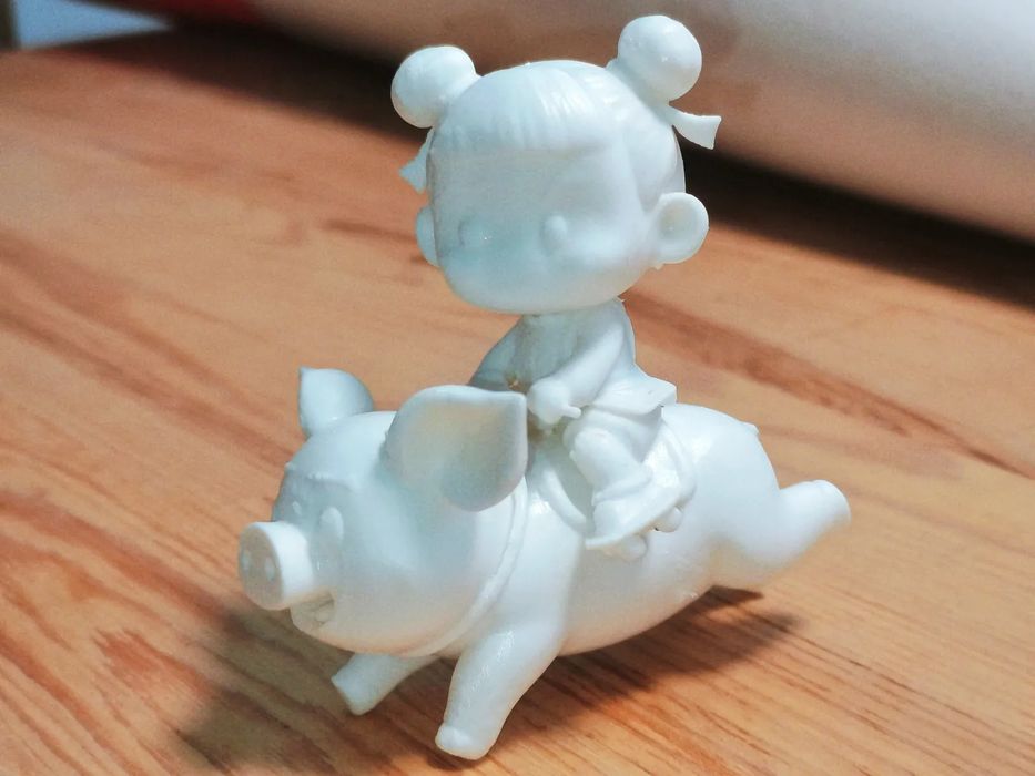 Nezha a Cavalgar um Porco - Modelo para Pintar