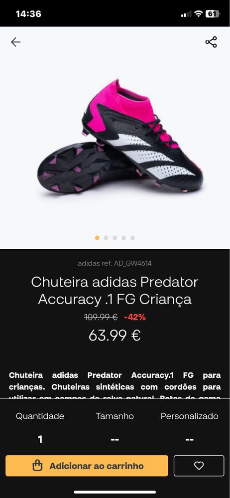 Chuteiras crianca