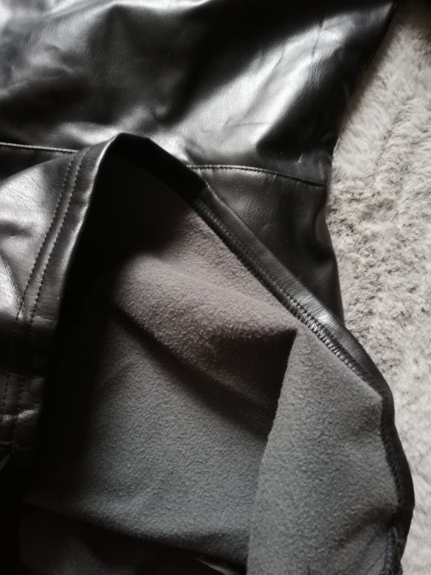 Sukienka czarna eko skóra bufiaste rękawy 34 XS H&M Nowa