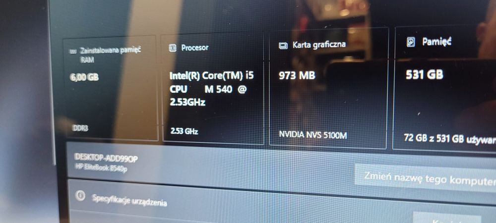 Laptop HP i5_2x3GHz/ 15.6"/ Nvidia NVS 5100M/ 6GBRAM/ 2xHDD