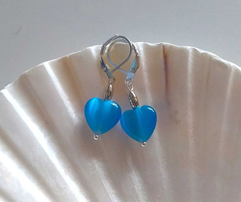 Kolczyki z naturalnym kwarcem kocie oko srebro 925