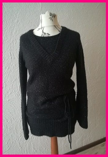 Sukienka dzianinowa M L XL 38 40 42 elastyczna z drobinkami srebra