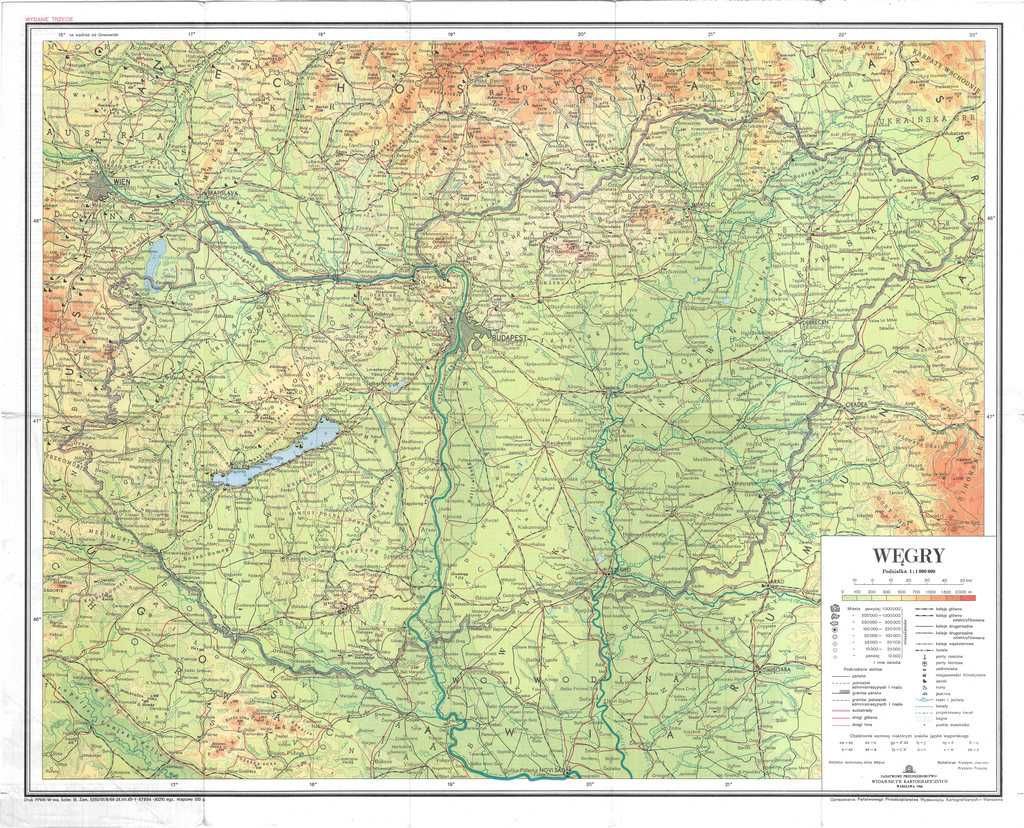 Węgry mapa 1966 PPWK
