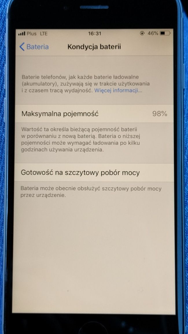 iPhone 6 98% kondycja baterii