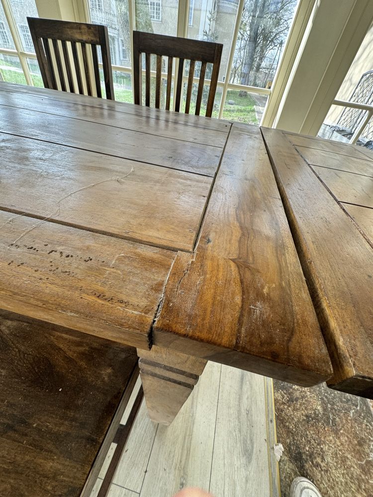 Stół orientalny z naturalnego drewna z dostawkami