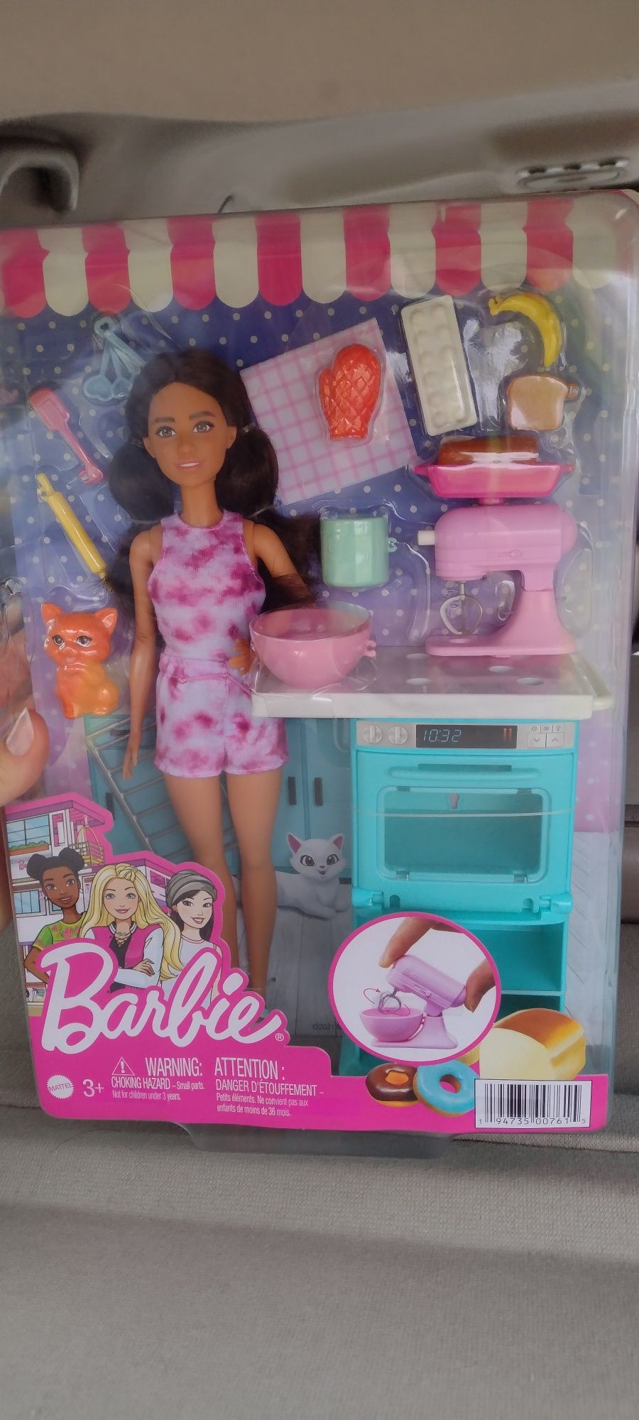 Lalka Barbie kucharka z kotkiem zestaw mebelki