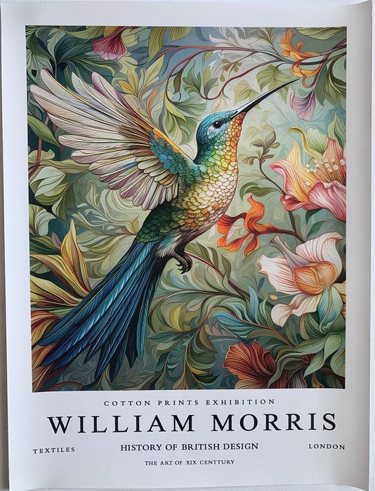 Gobelin na płótnie/Obrazek/William Morris/Humming-Bird Colorful