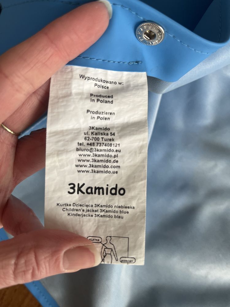 Gumowa kurtka przeciwdeszczowa 3kamido niebieska 86/92