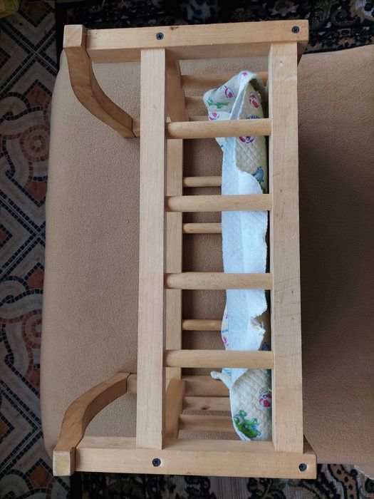 Ліжко-колискова для ляльки, дерев'яне добротне