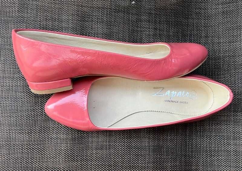 Buty skórzane baleriny błyszczące Zapato różowe r. 36 naplak