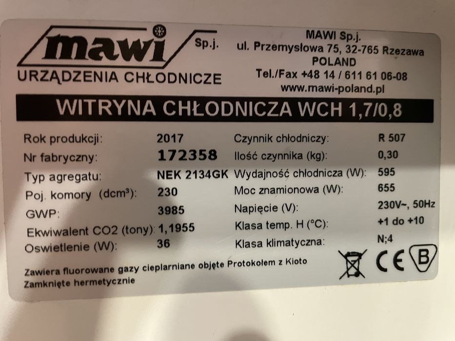 Lada chłodnicza Mawi WCH 1.7/0.8 jak nowa!
