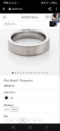 Flat Band Tungesten sygnet/obrączka srebna