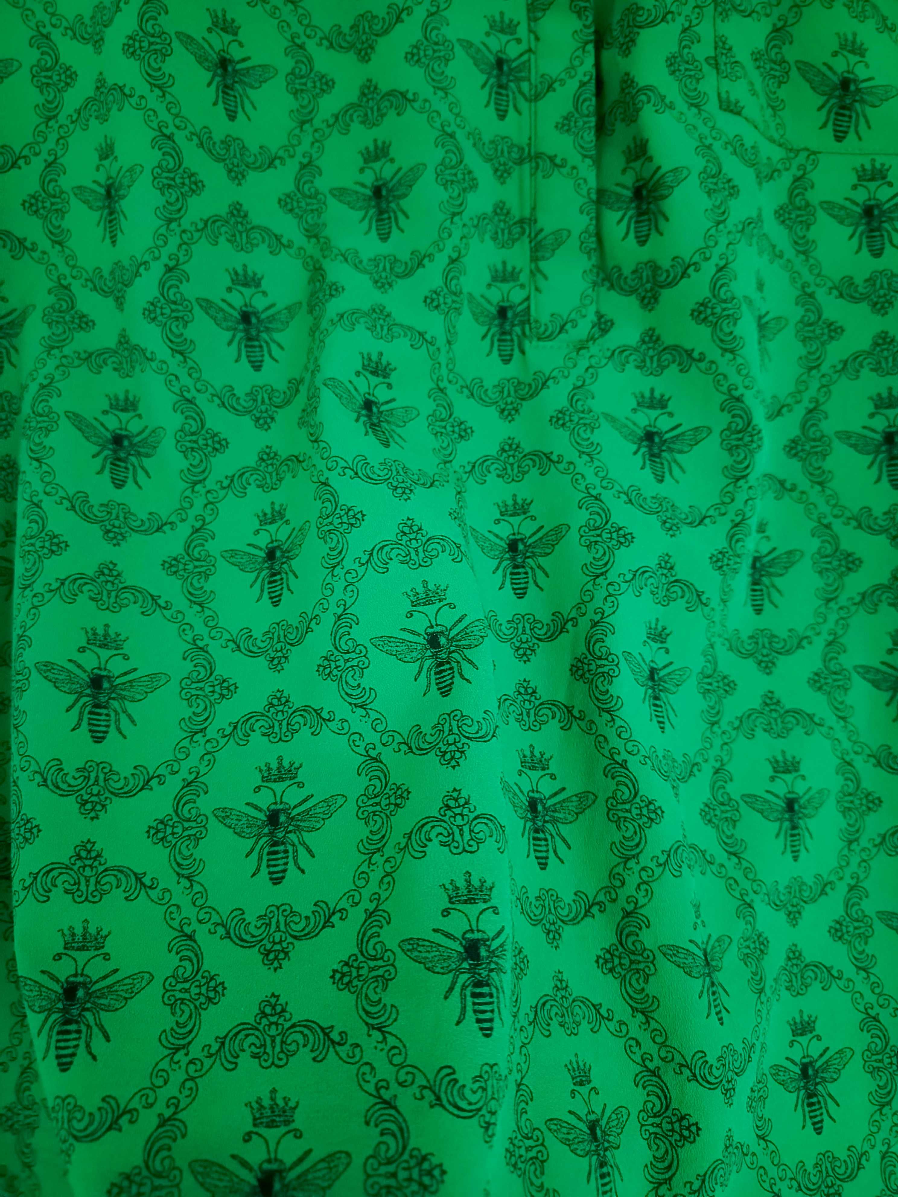 Piękna zielona bluzka koszula pszczoły 36 S Merona