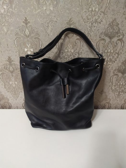 Стильна чорна жіноча сумка з екошкіри, женская сумочка