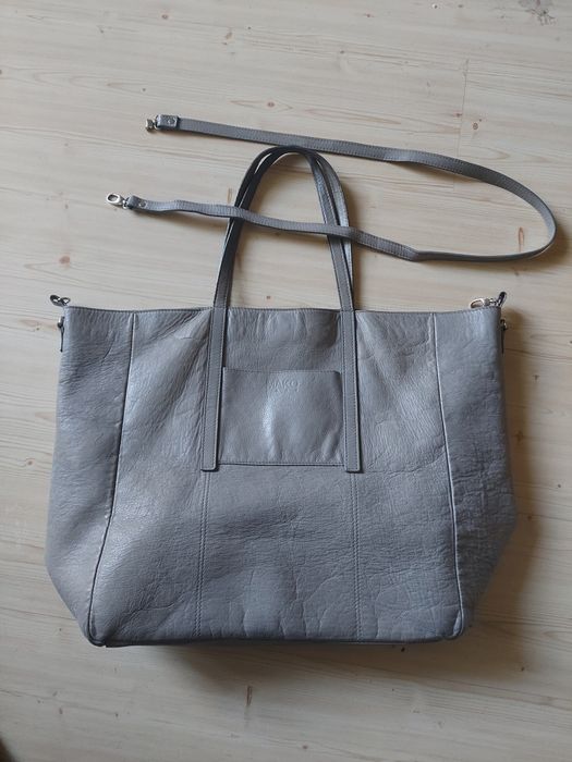 Mako shopper szary skórzany torba