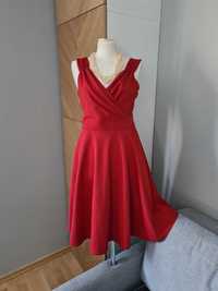 Czerwona elastyczna sukienka S 36