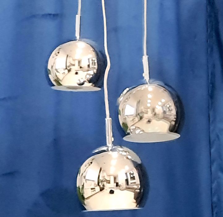 Lampa wisząca, żyrandol 3 kule Srebrna