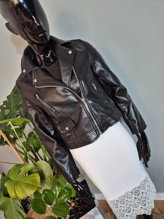 Czarna kurtka damska ramoneska jak skórzana eco skóra Asos S 36