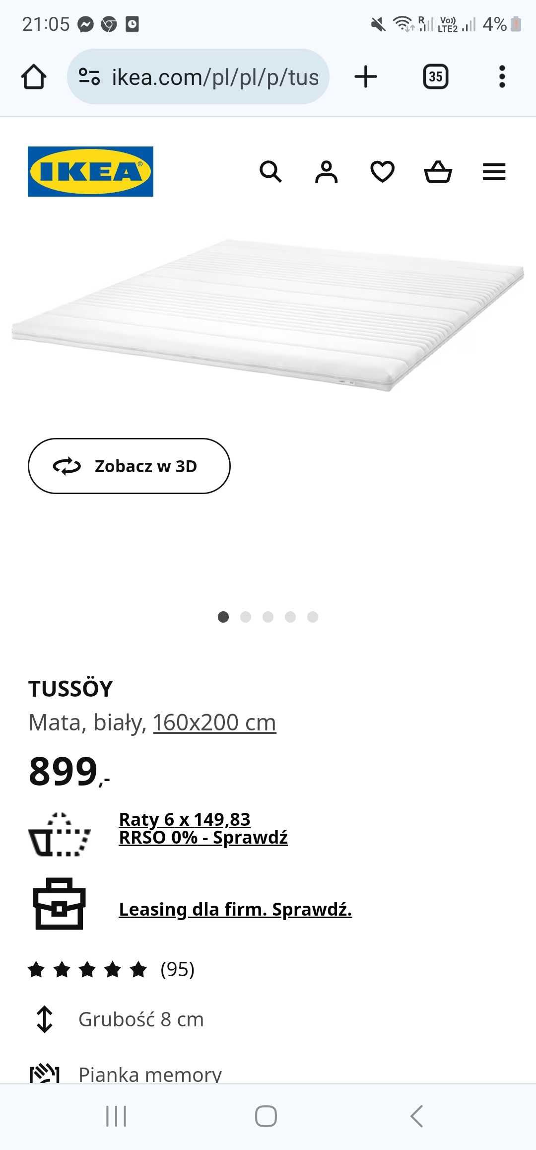 Materac Ikea TUSSÖY