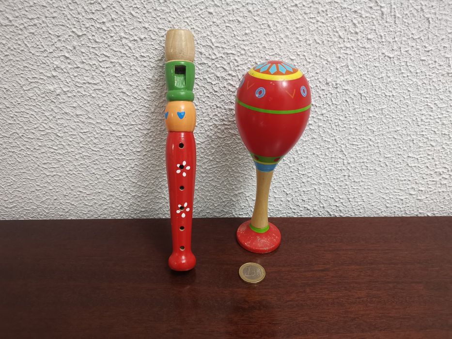 6 Brinquedos Madeira - Carros IKEA / Flauta / Maraca / Golfinho / Robo