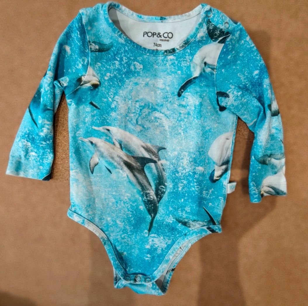 Body niemowlęce z delfinami | Made in Finland | r.74