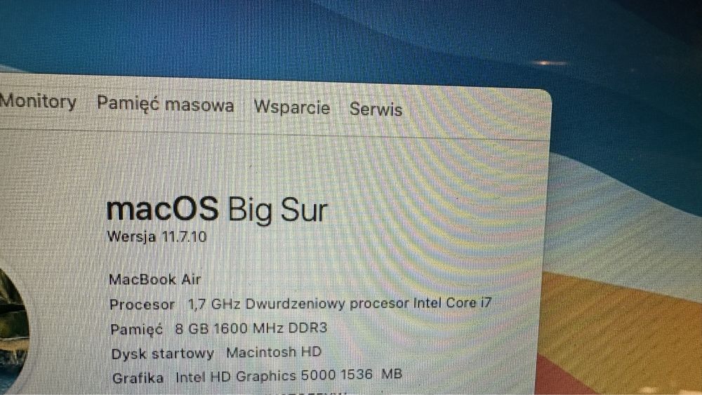 Laptop MacBook Apple Air i7 + ładowarka - 100% sprawny