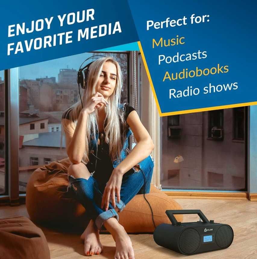 KLIM B4 Boombox CD/MP3 radio AM/FM, MP3, Bluetooth, AUX, USB, Radio