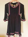 Sukienka boho, folk, szerokie rękawy, czarna, haft Pull&Bear, S