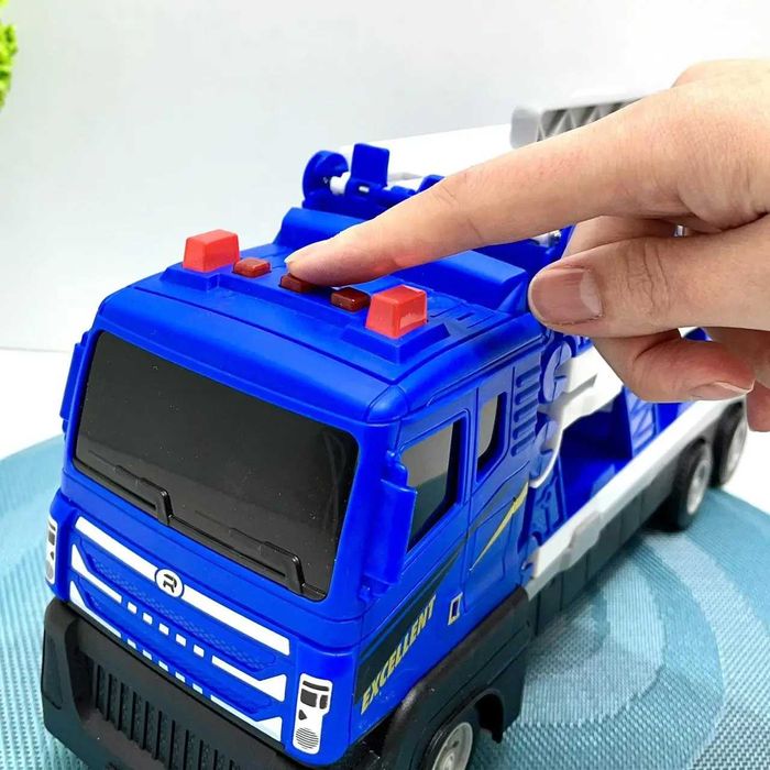 Автовоз інерційний з машинками світло та звук Синій (D663-T204B)