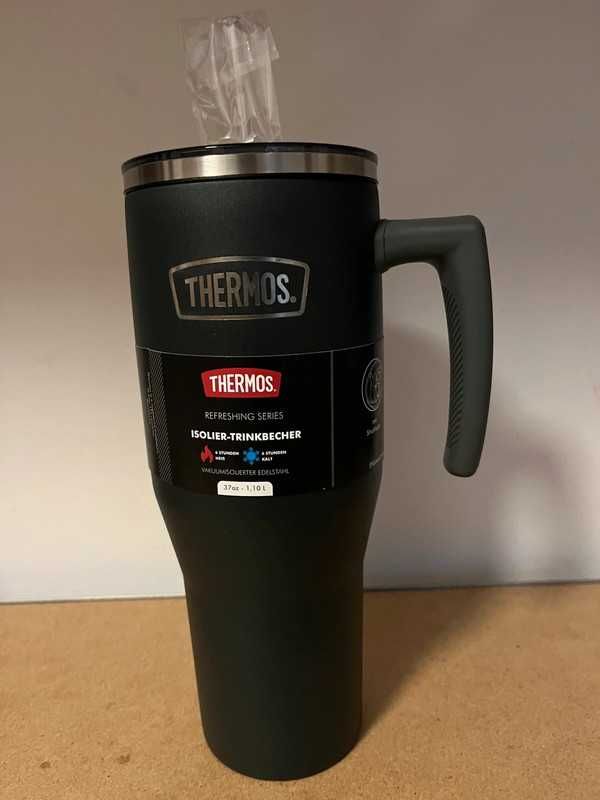 Thermos kubek termiczny ze słomką, duży
