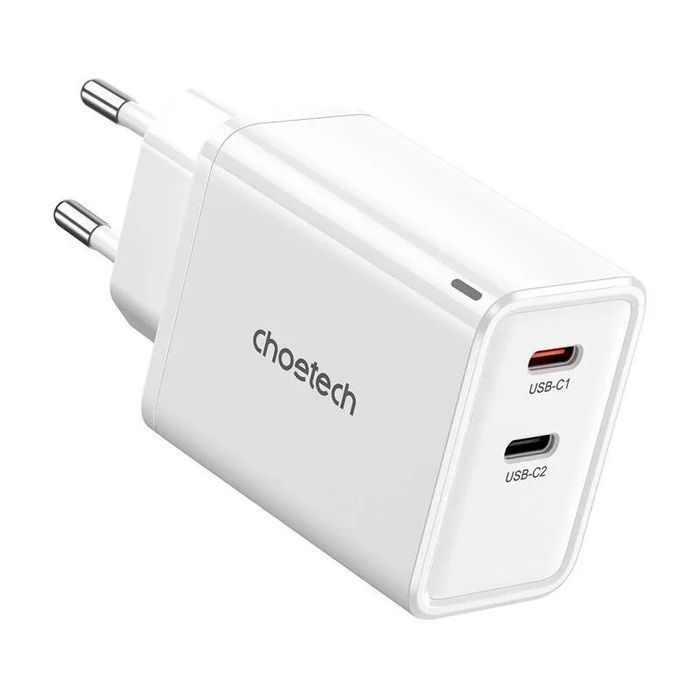 Ładowarka Sieciowa Choetech Pd6013 Gan 65W 2X Usb-C Biała