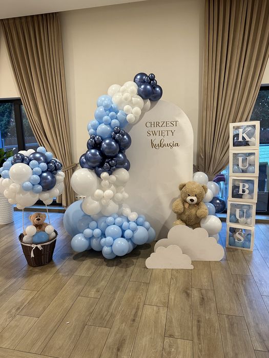 Ścianka balon chrzest Komunia dekoracja