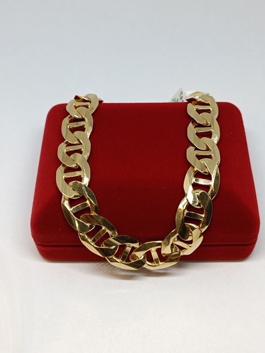 Złota bransoletka splot gruba Pancerka pełna dł.23cm, złoto próby 585