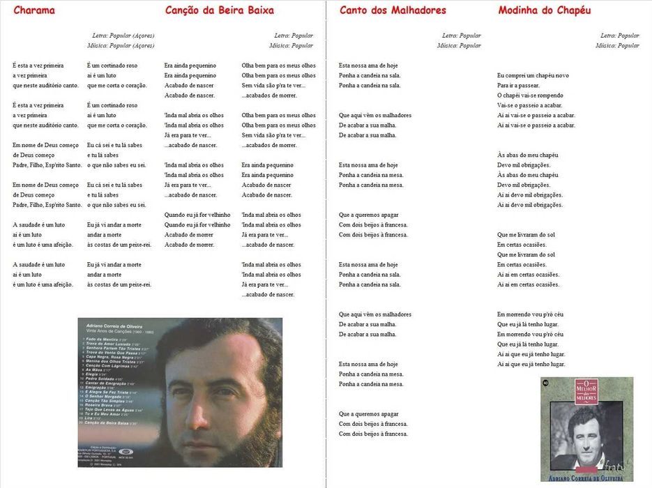 Adriano Correia de Oliveira - - - - - Cantigas Portuguesas - -  - - LP