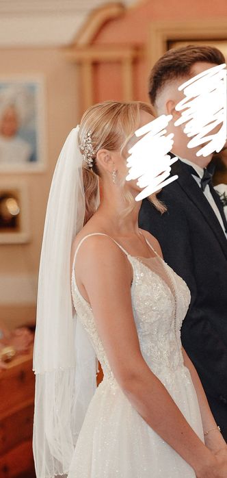 Suknia ślubna brokatowa ciepła biel Violet