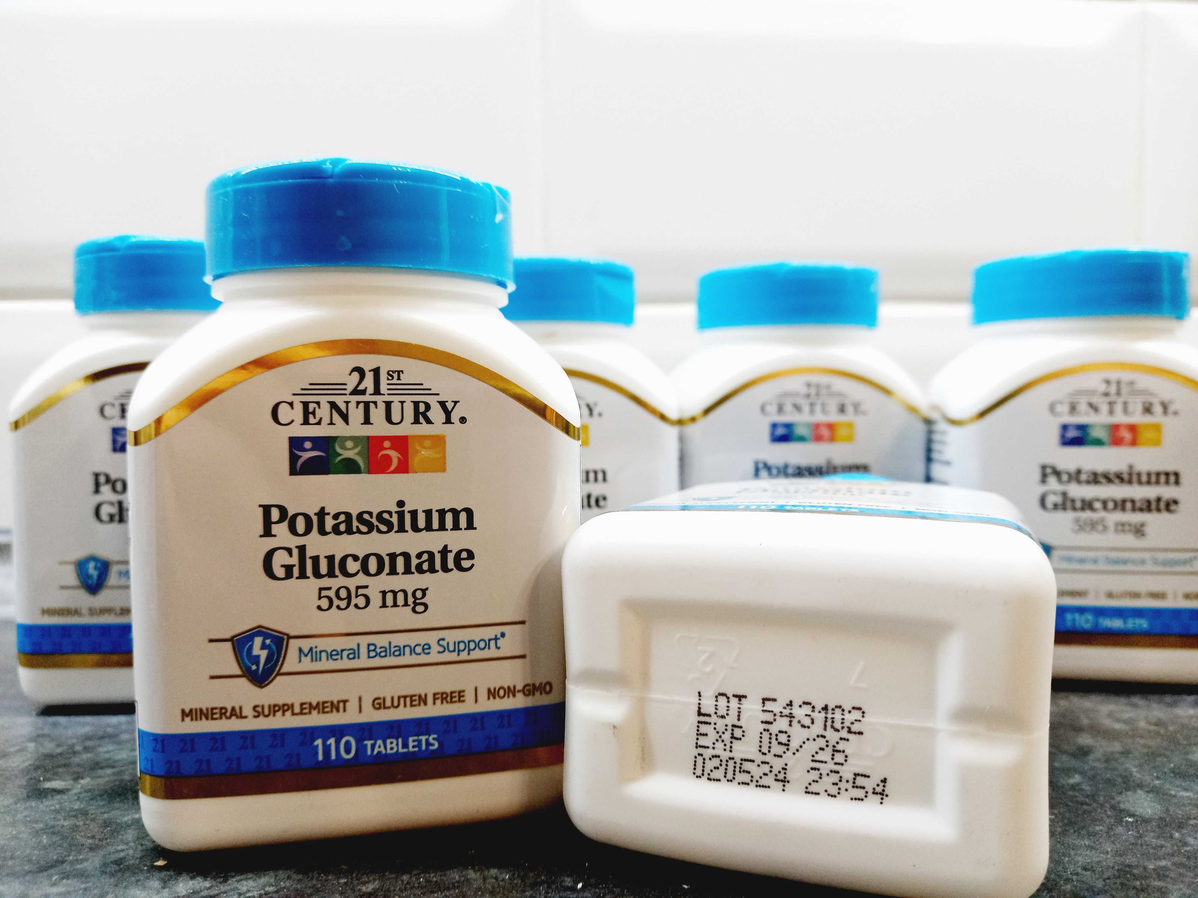 21st Century, Potassium Gluconate 595 мг (110 таб.), калий, калій