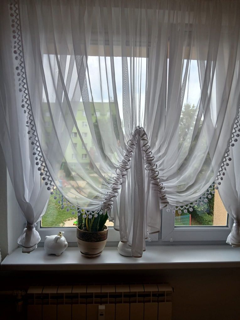 2 x woalowe firanki gipiura na okno 160