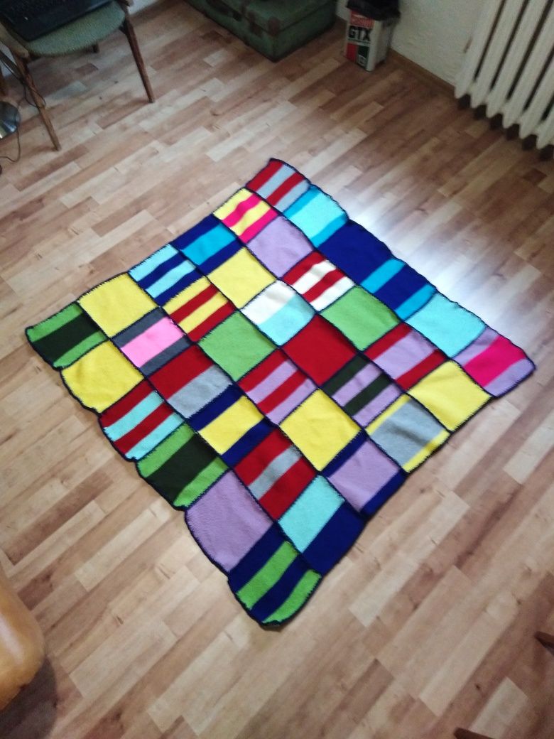 Koc Patchwork narzuta klimat PRL hand made