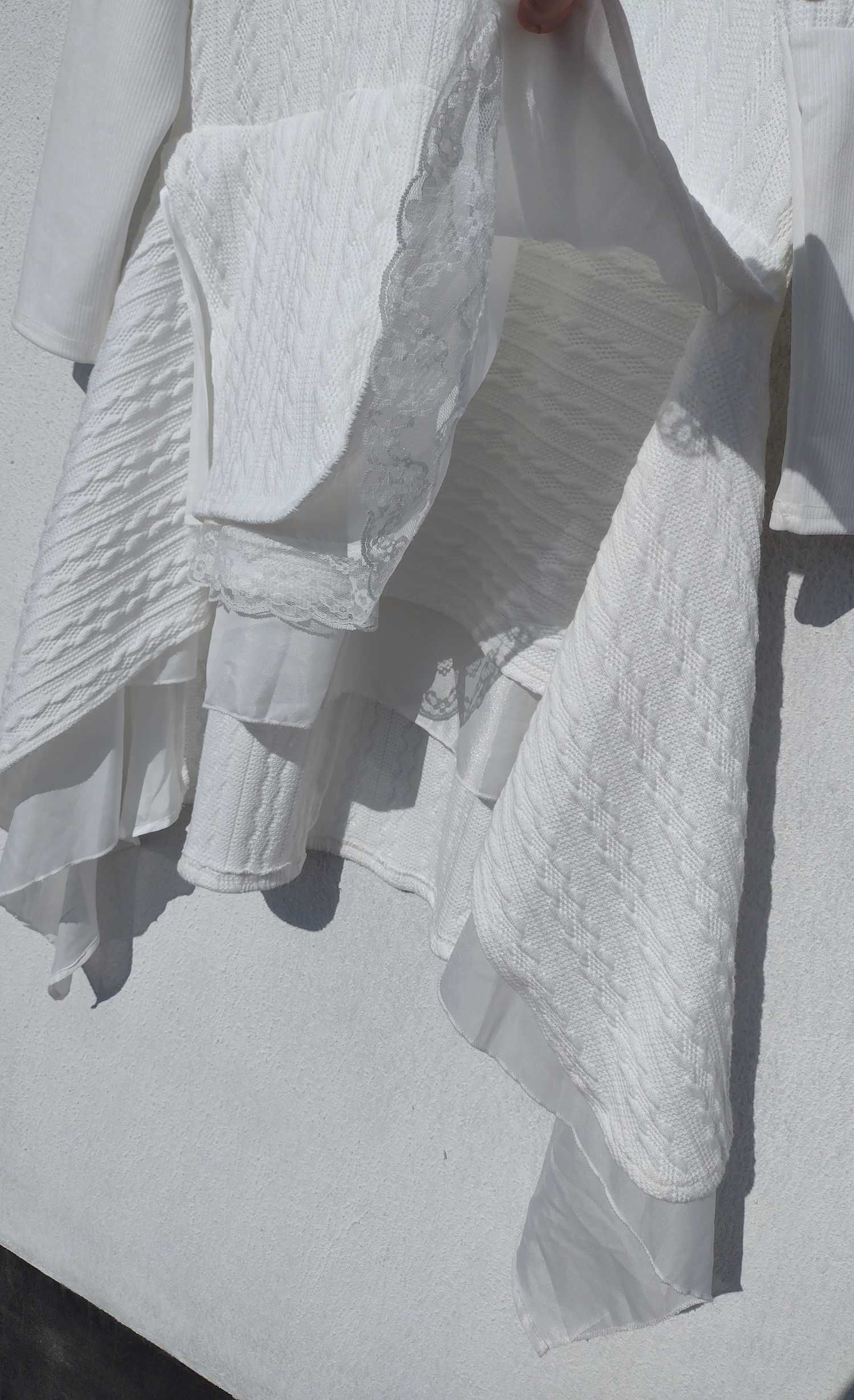 Стильное необычное белое ассиметричное тёплое платье L XL