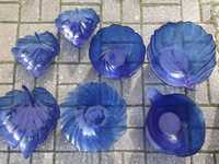 Taça de servir / Saladeira em Vidro Azul- Conjunto 7 unidades
