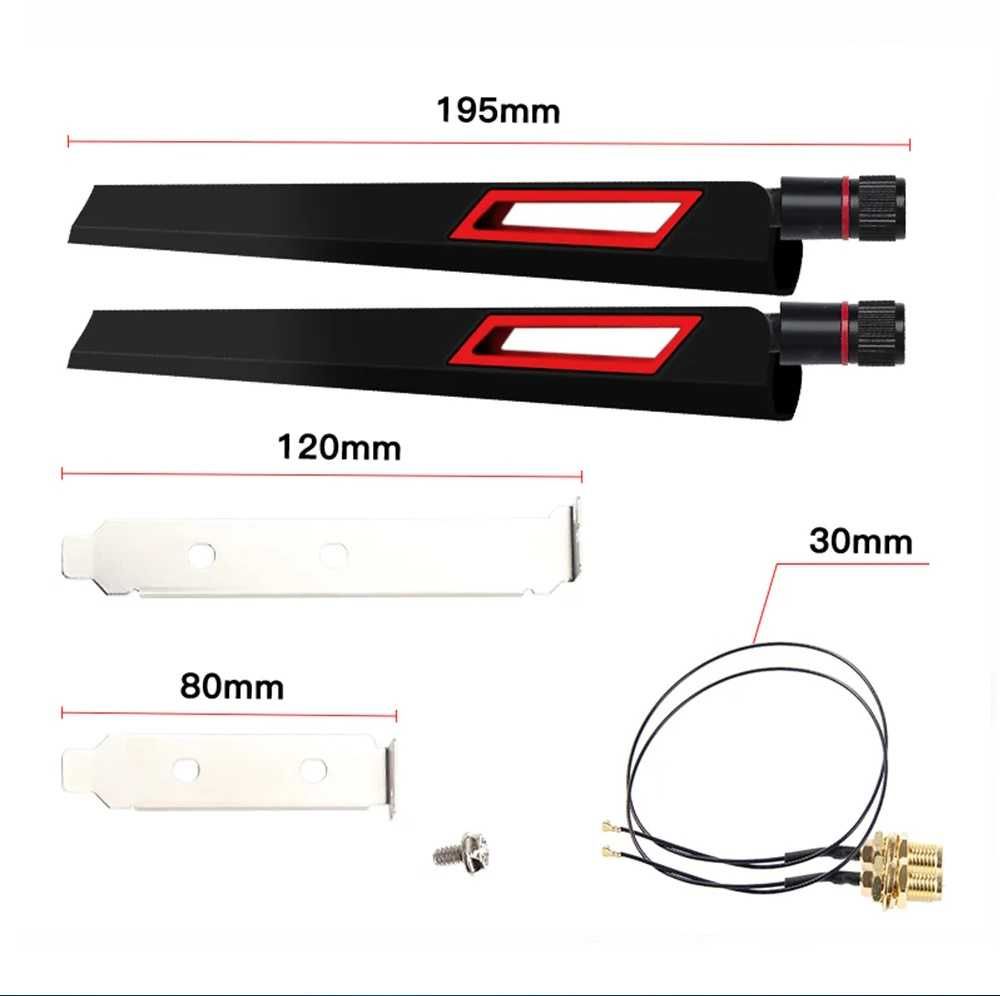 Антенна Wi-Fi 2шт 10Dbi 2.4G/5GHz Dual Band MHF4 Extension AX210/AX200